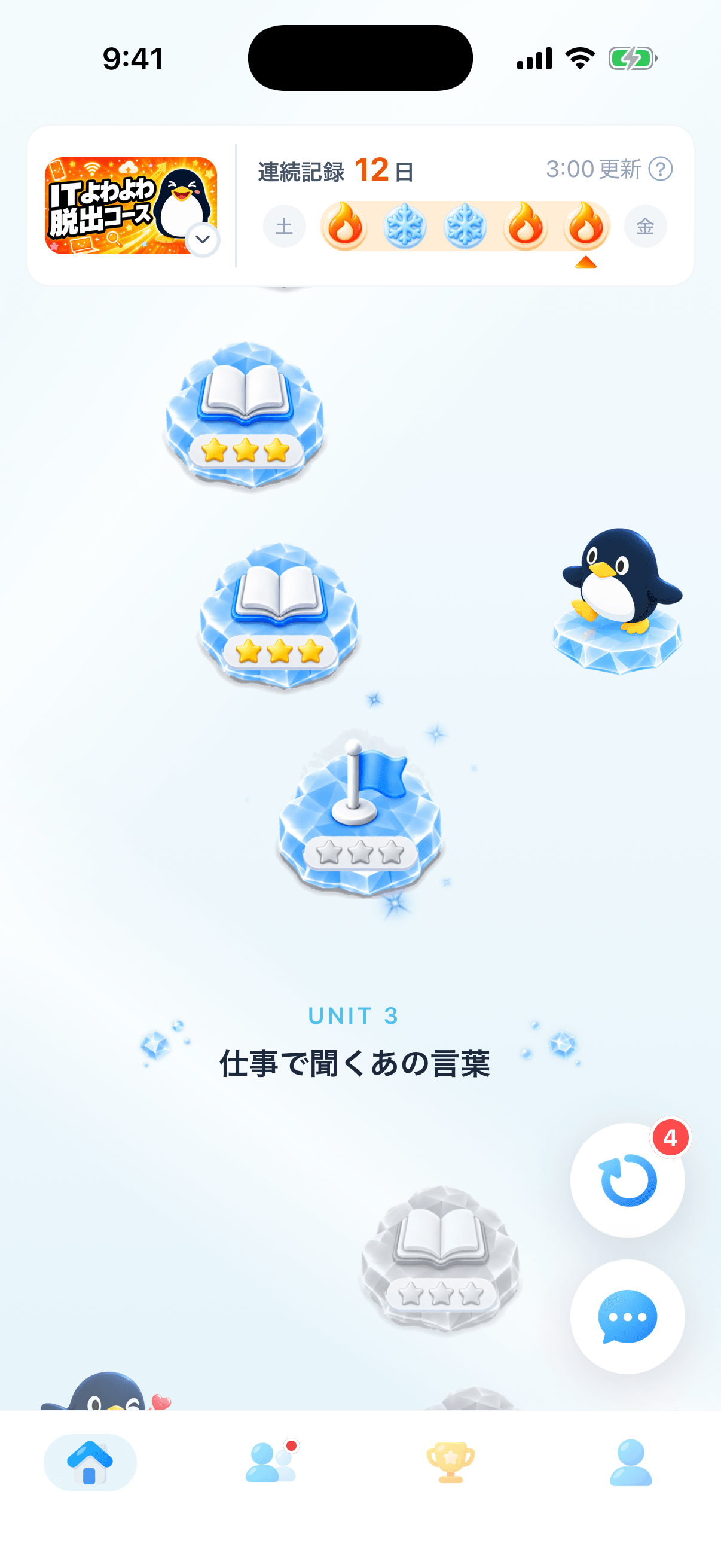 Course roadmap screen