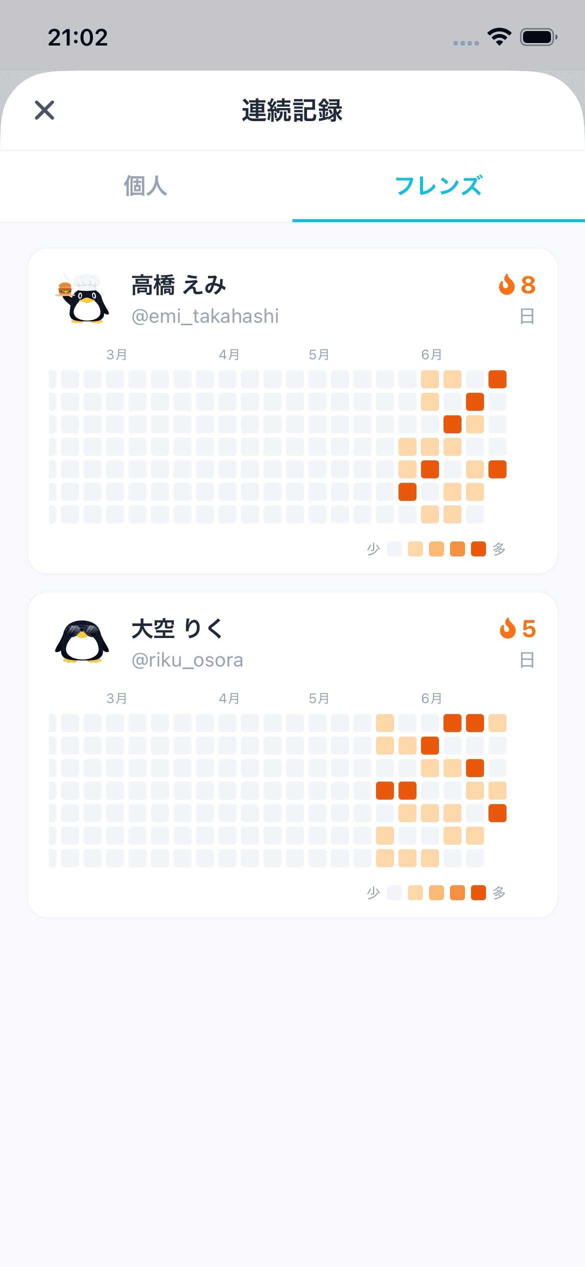 ともだち機能の画面