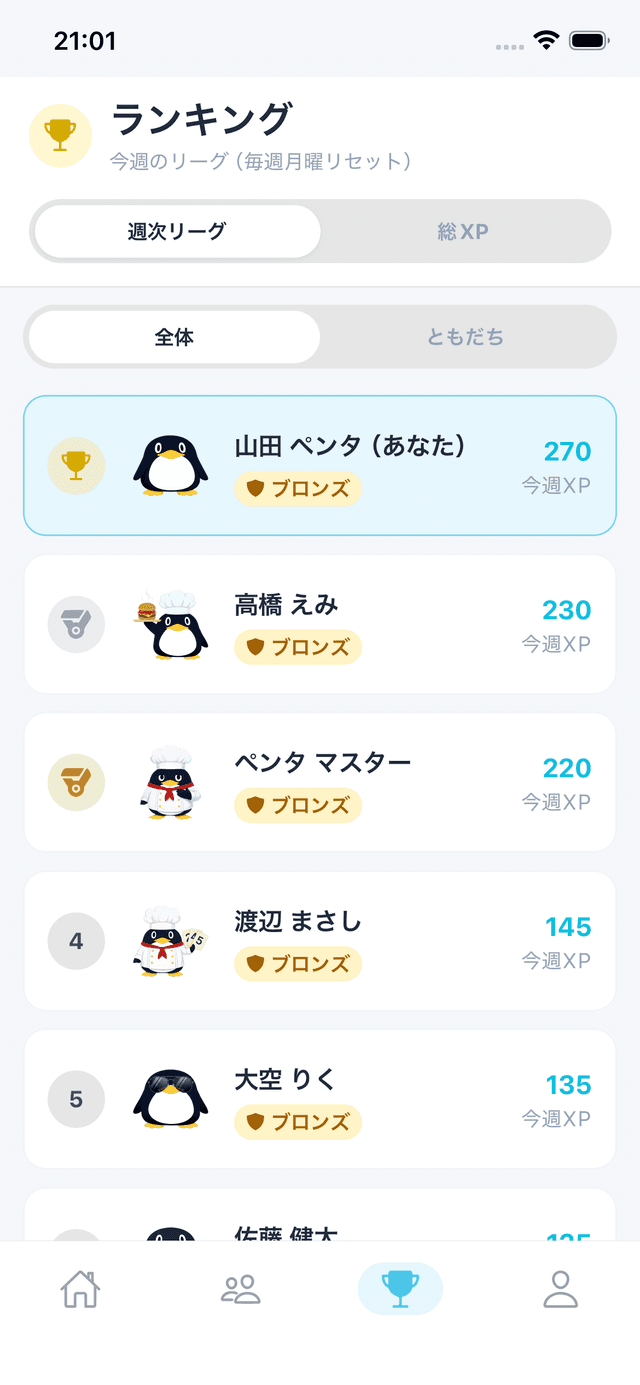 ランキング機能の画面